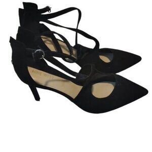 Women's Nine West Black Zip Back High Heels Size 10 EUC #0072